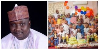 Lawmaker Alhassan Ado-Doguwa with his 4 wives & 27 children Alhassan