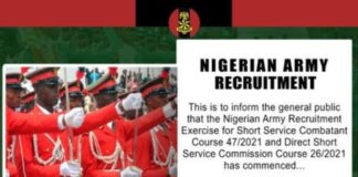 Nigerian Army Recruitment 2020/2021 – How to apply Nigerian Army Recruitment
